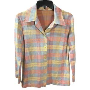 VTg Pastel Plaid Dagger Collar Top